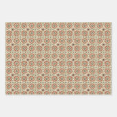 ヴィンテージフローラルパターンin暖赤,サンゴ ラッピングペーパーシート (正面)