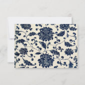 ヴィンテージフローラル ウェディング レセプション | ネイビーとクリーム 招待状 (裏面)