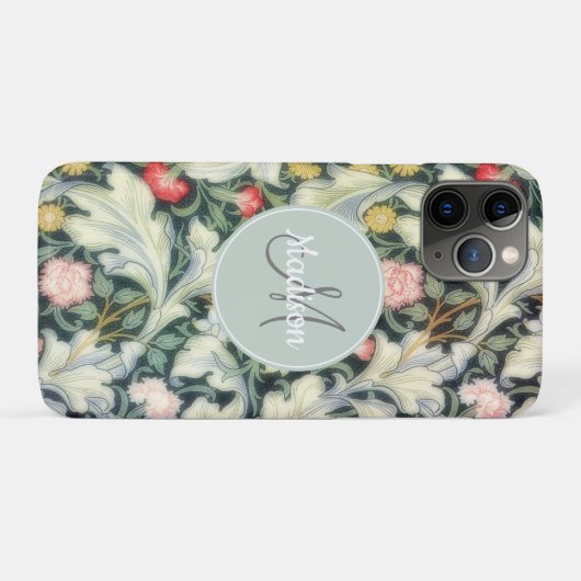 ヴィンテージフローラレスターパターンとモノグラム Case-Mate iPhoneケース (裏面(横))