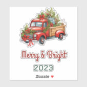 ヴィンテージフローラレッドクリスマストラックホリデイ シール (シート)