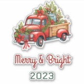 ヴィンテージフローラレッドクリスマストラックホリデイ シール (正面)