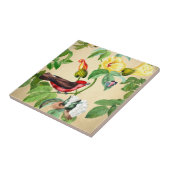 ヴィンテージフローラレッドバードバックスプラッシュ タイル (側面)