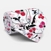 ヴィンテージフローラレッドブラックアールデコデザイン ネクタイ (ロール)