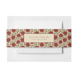 ヴィンテージフローラレッドローズロマンチック結婚ズ 招待状ベリーバンド