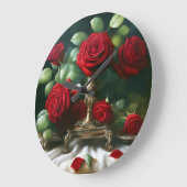 ヴィンテージフローラレッドローズ ラージ壁時計 (傾斜)