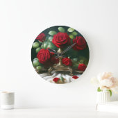 ヴィンテージフローラレッドローズ ラージ壁時計 (ホーム)