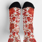 ヴィンテージフローラレッド&クリームアートソックス ソックス (上部)
