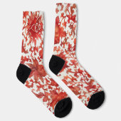 ヴィンテージフローラレッド&クリームアートソックス ソックス (右)
