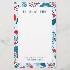 ヴィンテージフローラレッド&ブルーパーソナルホリデー 便箋