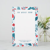 ヴィンテージフローラレッド&ブルーパーソナルホリデー 便箋 (スタンド正面)