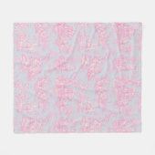 ヴィンテージフローラレトロブルーピンクトイレドゥジュイ フリースブランケット (正面(横))