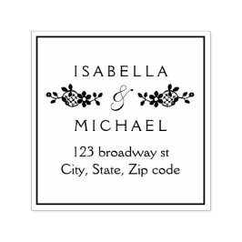 ヴィンテージフローラレースのカスタムウェディングカップルのアドレス セルフインキングスタンプ