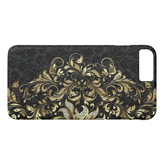 ヴィンテージフローラレースイン金ゴールドダイヤモンドグリッター2 Case-Mate iPhoneケース (裏面(横))