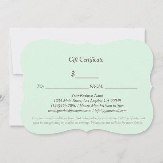 ヴィンテージフローラレースギフト券 (裏面)