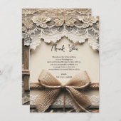 ヴィンテージフローラレースバーラップ素朴ありがとう 招待状 (正面/裏面)