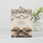 ヴィンテージフローラレースバーラップ素朴ありがとう 招待状 (スタンド正面)