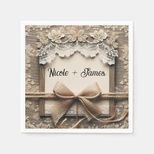 ヴィンテージフローラレースバーラ素朴ップ結婚ズ スタンダードカクテルナプキン (正面)