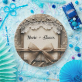 ヴィンテージフローラレースバーラ素朴ップ結婚ズ ペーパープレート (パーティー)