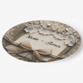 ヴィンテージフローラレースバーラ素朴ップ結婚ズ ペーパープレート (アングル)