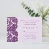 ヴィンテージフローラレースパープルRSVP 出欠カード (スタンド正面)