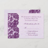 ヴィンテージフローラレースパープルRSVP 出欠カード (正面/裏面)
