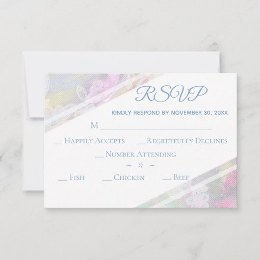 *~*ヴィンテージフローラレースロマン結婚ティック 出欠カード (正面)