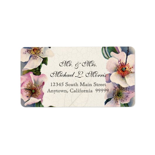 ヴィンテージフローラレースワイルドピンクローズスワールフォーマル ラベル (正面)