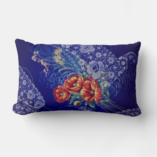 ヴィンテージフローラレース ランバークッション (正面)