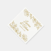ヴィンテージフローラレ結婚ースのナプキン | ゴールド スタンダードカクテルナプキン (角)