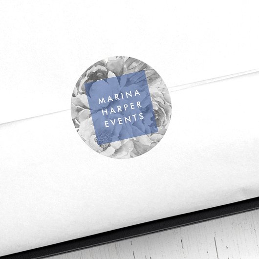 ヴィンテージフローラロゴシール |ネイビー ラウンドシール