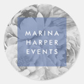 ヴィンテージフローラロゴシール |ネイビー ラウンドシール (正面)