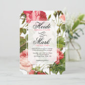 ヴィンテージフローラロマンスピンクローズ結婚ズ 招待状 (スタンド正面)