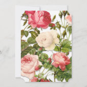 ヴィンテージフローラロマンスピンクローズ結婚ズ 招待状 (裏面)