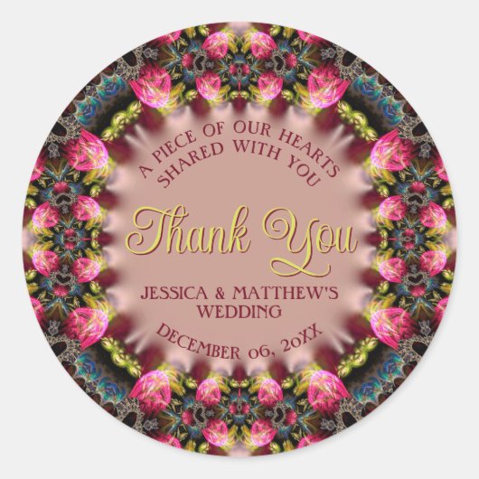 ヴィンテージフローラロマンス結婚式の引き出物 ラウンドシール (正面)