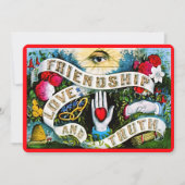 ヴィンテージフローラロマンチックなバレンタイン友情レッド シーズンカード (正面)