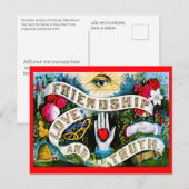 ヴィンテージフローラロマンチックなバレンタイン愛の友情 ポストカード (正面/裏面)