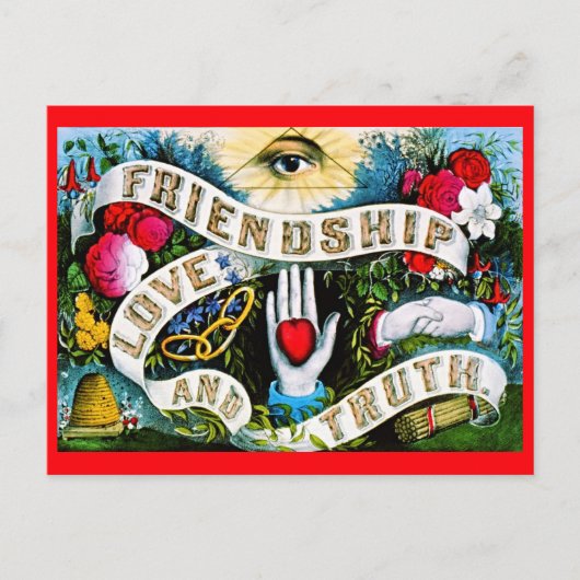 ヴィンテージフローラロマンチックなバレンタイン愛の友情 ポストカード (正面)