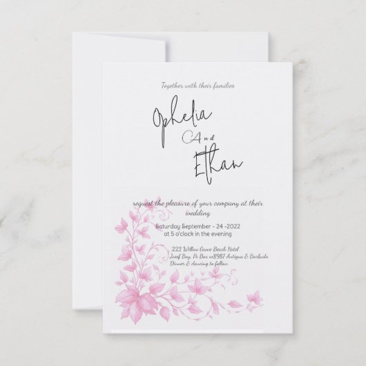 ヴィンテージフローラロマンチック結婚式招待状 招待状 (正面)