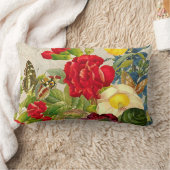 ヴィンテージフローラローズブーケ蝶 ランバークッション (ブランケット)