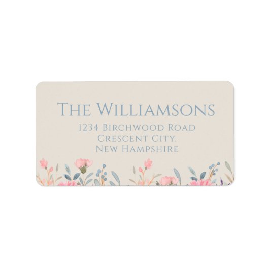 ヴィンテージフローラワイルドフラワー差出人住所ラベル ラベル (正面)