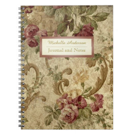 ヴィンテージフローラワインバラ（名前付き） ノートブック