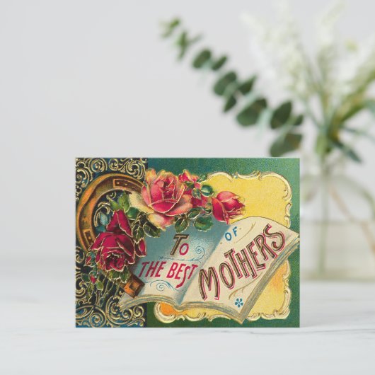 ヴィンテージフローラワールド最高のの母 ポストカード (スタンド正面)