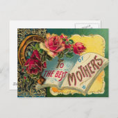 ヴィンテージフローラワールド最高のの母 ポストカード (正面/裏面)