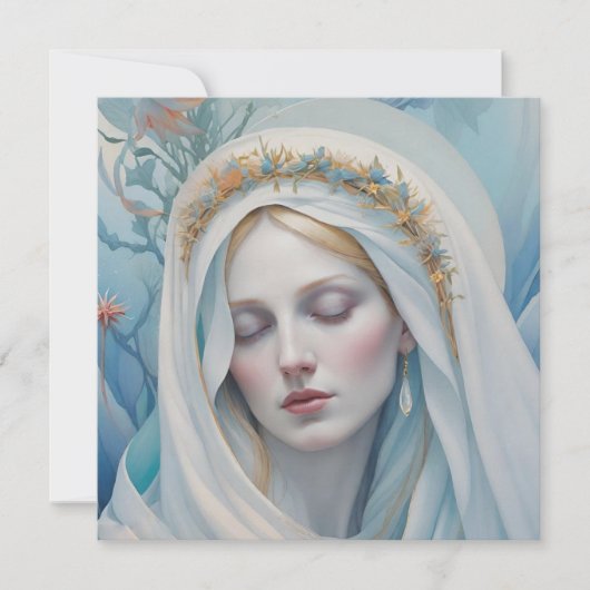 ヴィンテージフローラヴァージンメアリーグリーティングカード カード (正面)