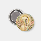 ヴィンテージフローラヴァージンメアリーマグネット、カトリック マグネット (正面/裏面)