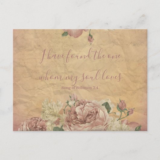 ヴィンテージフローラ保存日付 案内ポストカード (正面)