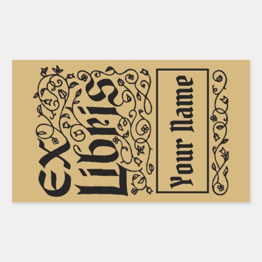 ヴィンテージフローラ個人用Ex-Librisテンプレート 長方形シール (正面)