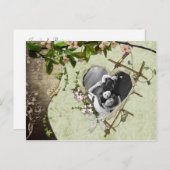 ヴィンテージフローラ写真の保存日付 案内ポストカード (正面/裏面)