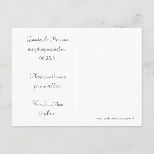 ヴィンテージフローラ写真の保存日付 案内ポストカード (裏面)