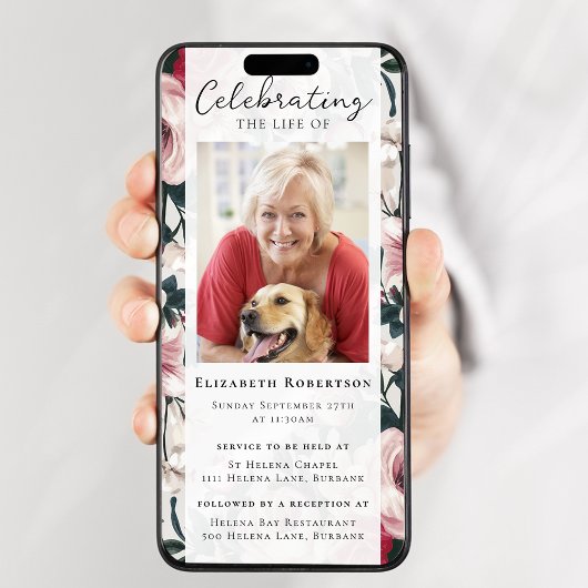 ヴィンテージフローラ写真葬儀デジタル招待状 招待状